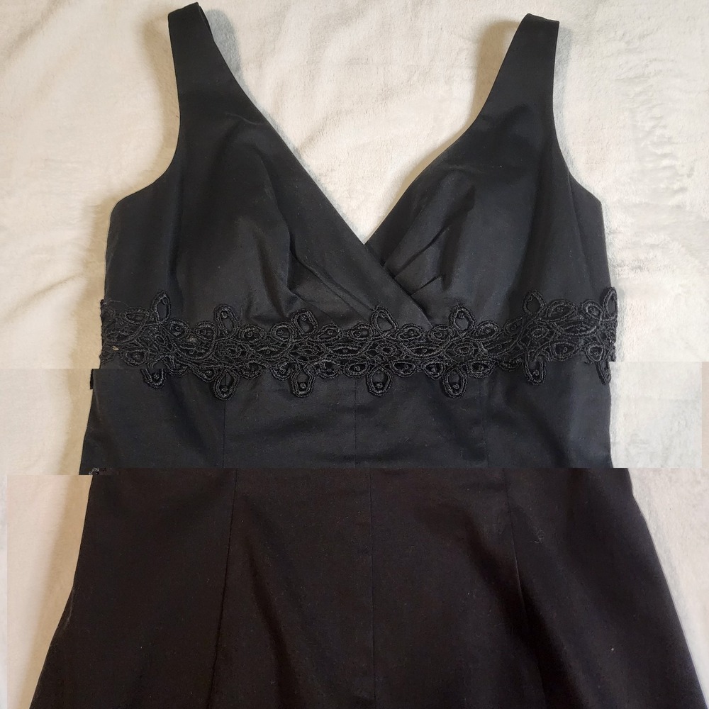 White House Black Market Black Eyelet Lace Cut Out Fit & Flare Dress Size 6